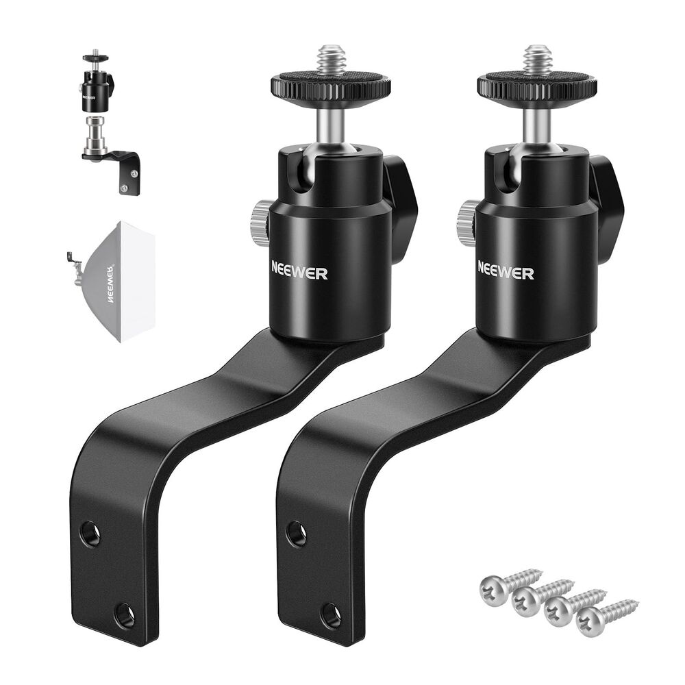 2 Pack E Type Wall Ceiling Mount, Ring Light Wall Bracket, Detachable Ball Head